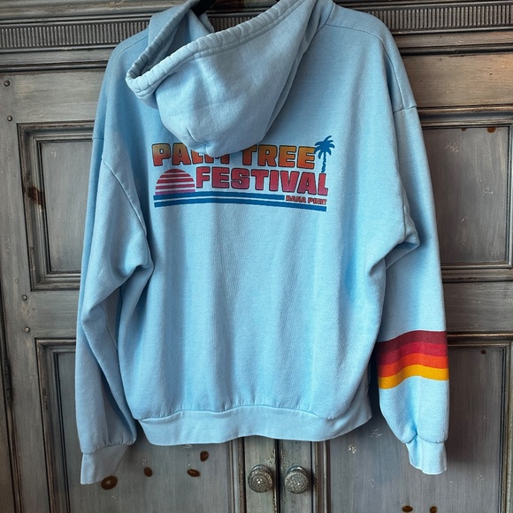 Aviator Nation Palm Tree Festival Dana Point Zip Up Hoodie in Ocean Blue Size L - Picture 9 of 10